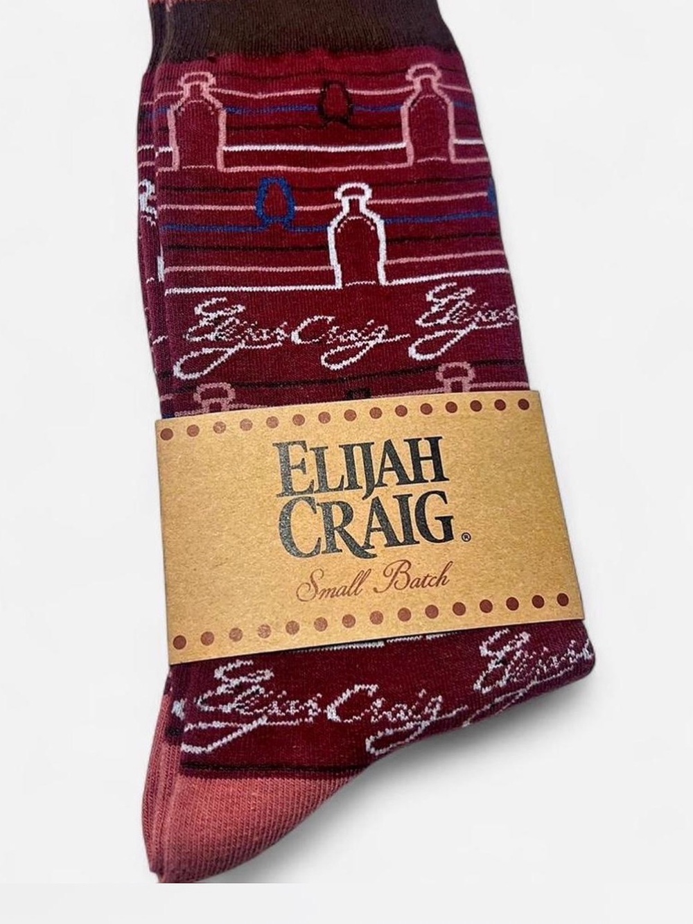 New Men's Burgundy Elijah Craig, small batch bourbon Patterned  Socks